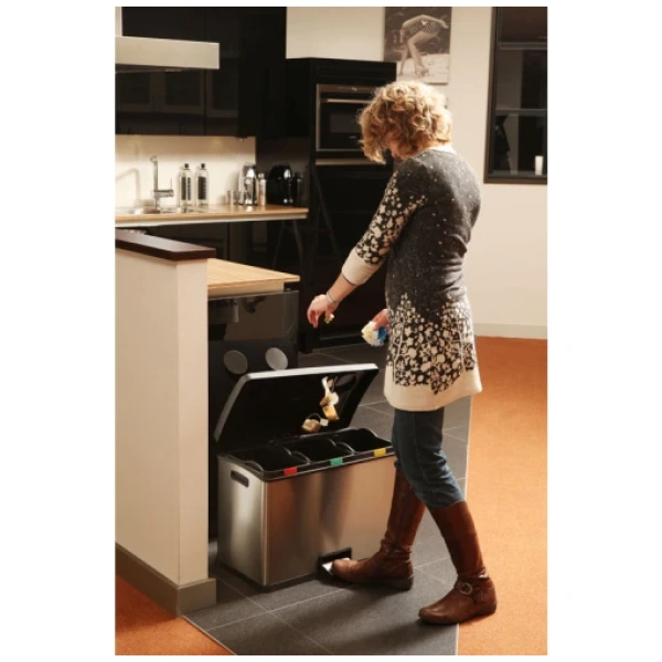EKO Rejoice recycling pedaalemmer 12+12+12 Liter - Mat RVS - Afbeelding 3