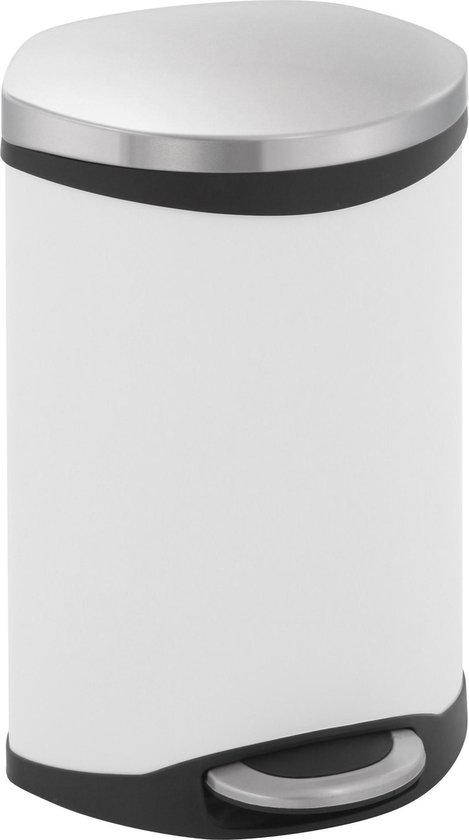 EKO - Shell Bin pedaalemmer 10 liter - Steel Plastic - wit, mat RVS - Prullenbak