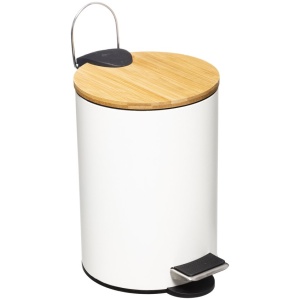 5Five - Prullenbak/pedaalemmer wit metaal 3 liter - 17 x 24 cm - Voor badkamer en toilet