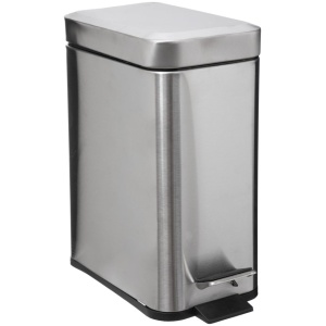 5Five - Prullenbak/pedaalemmer zilver rvs metaal 5 liter - 14x29x30 cm