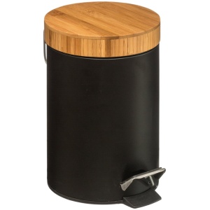 5Five - Prullenbak/pedaalemmer zwart metaal 3 liter - 17 x 25 cm - Voor badkamer en toilet