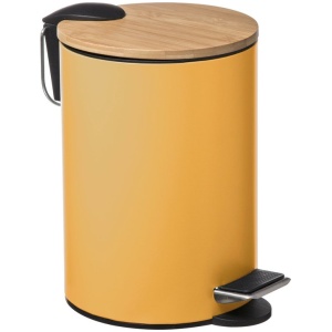 5Five Pedaalemmer - geel - metaal - 3 L - 24 cm - voor badkamer en toilet - prullenbak