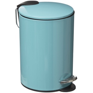 5Five Pedaalemmer - turquoise blauw - metaal - 3L - 23 cm - soft close - voor badkamer en toilet