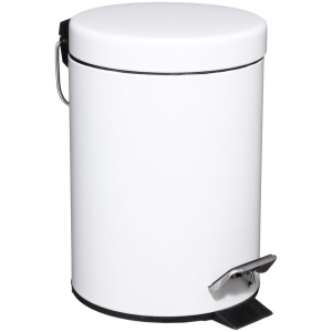 5Five Pedaalemmer - wit - metaal - 3L - 25 cm - voor badkamer en toilet - prullenbak