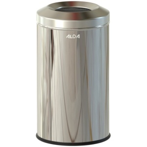ALDA, Brandwerende prullenbak – 20L - 43xØ24 cm – zilver – afvalbak - vuilnisbak