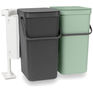 Brabantia Sort & Go Inbouw Prullenbak - 2 x 16 liter - Jade Green/Grey