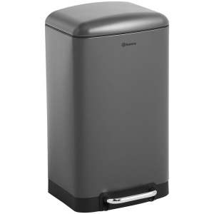 Homra FEXBY Pedaalemmer prullenbak - 30L - Hoogwaardig RVS - Grijs / Antraciet - Met luxe soft close deksel - 30 liter Afvalbak - Keuken Vuilbak - Kantoor Vuilnisbak - Vuilnisemmer - Pedaal prullenbak - Hygiënisch