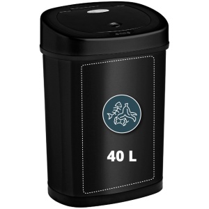 Sensor Prullenbak Zwart 40 liter - Automatische Soft Close Deksel - 40L Design Afvalemmer Homra FONIX - Infrarood Sensor - Vuilnisbak met Elektrische Deksel - Sensorbediening - Vingerafdrukvrij - Vuilafstotend - Zwarte Keuken en Kantoor Vuilbak