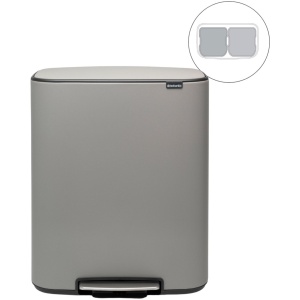 Brabantia Bo Prullenbak - 2 x 30 liter - Afvalscheiding - Mineral Concrete Grey