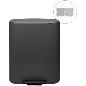 Brabantia Bo Prullenbak - 2 x 30 liter - Afvalscheiding - Mineral Infinite Grey