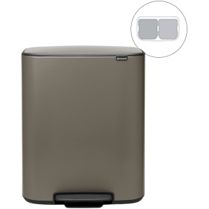 Brabantia Bo Prullenbak - 2 x 30 liter - Afvalscheiding - Platinum