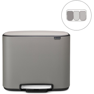 Brabantia Bo Prullenbak - 3 x 11 liter - Afvalscheiding - Mineral Concrete Grey