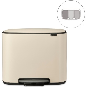 Brabantia Bo Prullenbak - 3 x 11 liter - Afvalscheiding - Soft Beige
