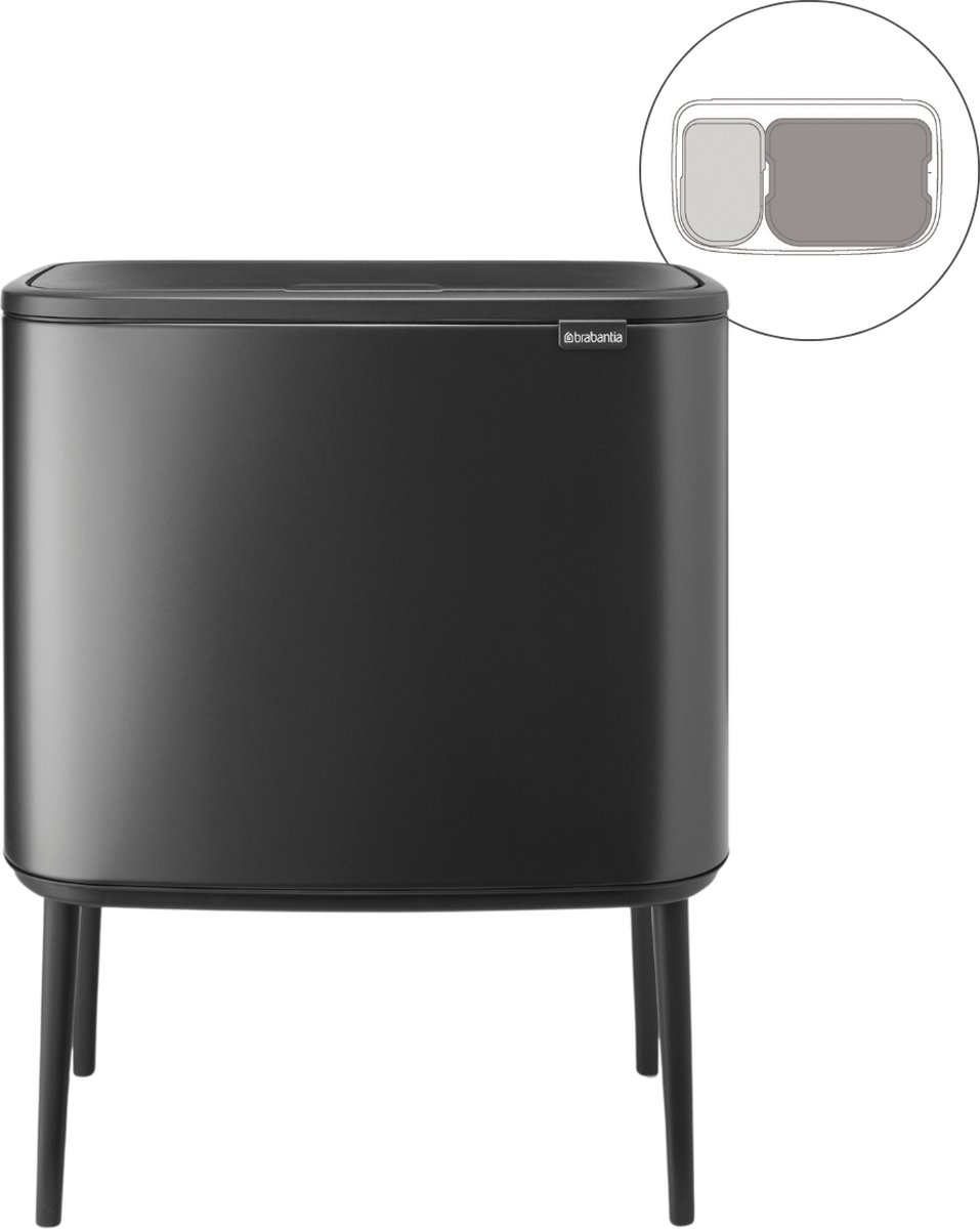 Brabantia Bo Touch Bin Prullenbak - 11 + 23 liter - Afvalscheiding - Confident Grey
