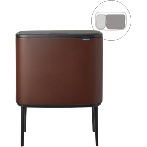 Brabantia Bo Touch Bin Prullenbak - 11 + 23 liter - Afvalscheiding - Mineral Cosy Brown