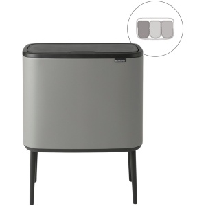 Brabantia Bo Touch Bin Prullenbak - 3 x 11 liter - Afvalscheiding - Mineral Concrete Grey