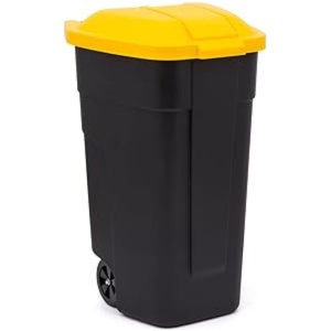 Curver Afvalbak / Prullenbak op wielen - 110L, geel, 214128