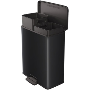 Curver Decobin Duo Prullenbak - 26L+26L - Rechthoekig - Zwart