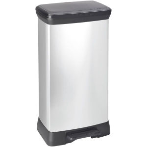 Curver Decobin Prullenbak- 50L - 39x29x72 cm - Zilver Metallic