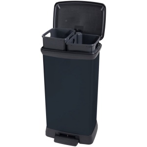 Curver Duo Decobin Prullenbak - 23L+23L - Rechthoekig - Zwart