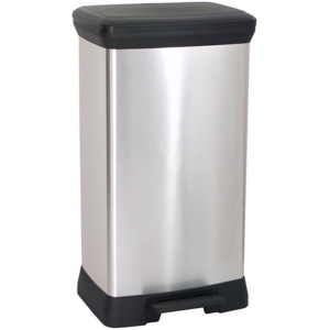 Curver Vuilnisbak met pedaal, plastic, inhoud: 50L- zwart / zilver
