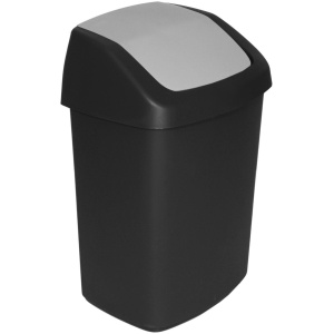 Curver afvalbak Swing - Prullenbak - 10L - Zwart - Grijs