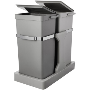 EKO Deco Inbouwprullenbak 20+15L - Plastic - Grijs - Prullenbak - Fingerprintproof - Soft-close