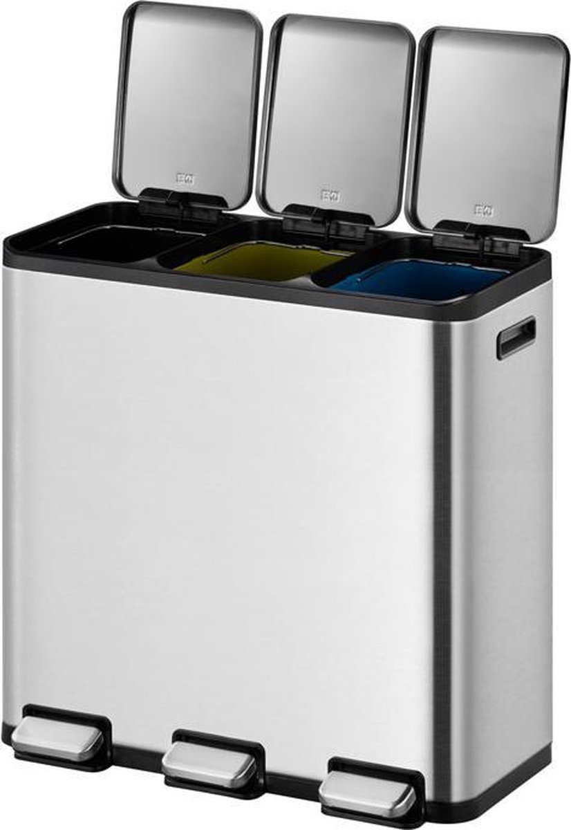 EKO EcoCasa 1 recycling Pedaalemmer 15+15+15L - Mat RVS