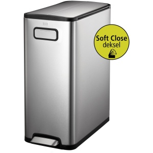 EKO Ecofly Step Bin Prullenbak - 45 Liter - Zilvermat RVS - Anti-slip - Soft-close - Fingerprintproof