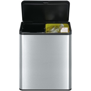 EKO Essential Touch Recycler - 20+20 L - Mat RVS - Zwart