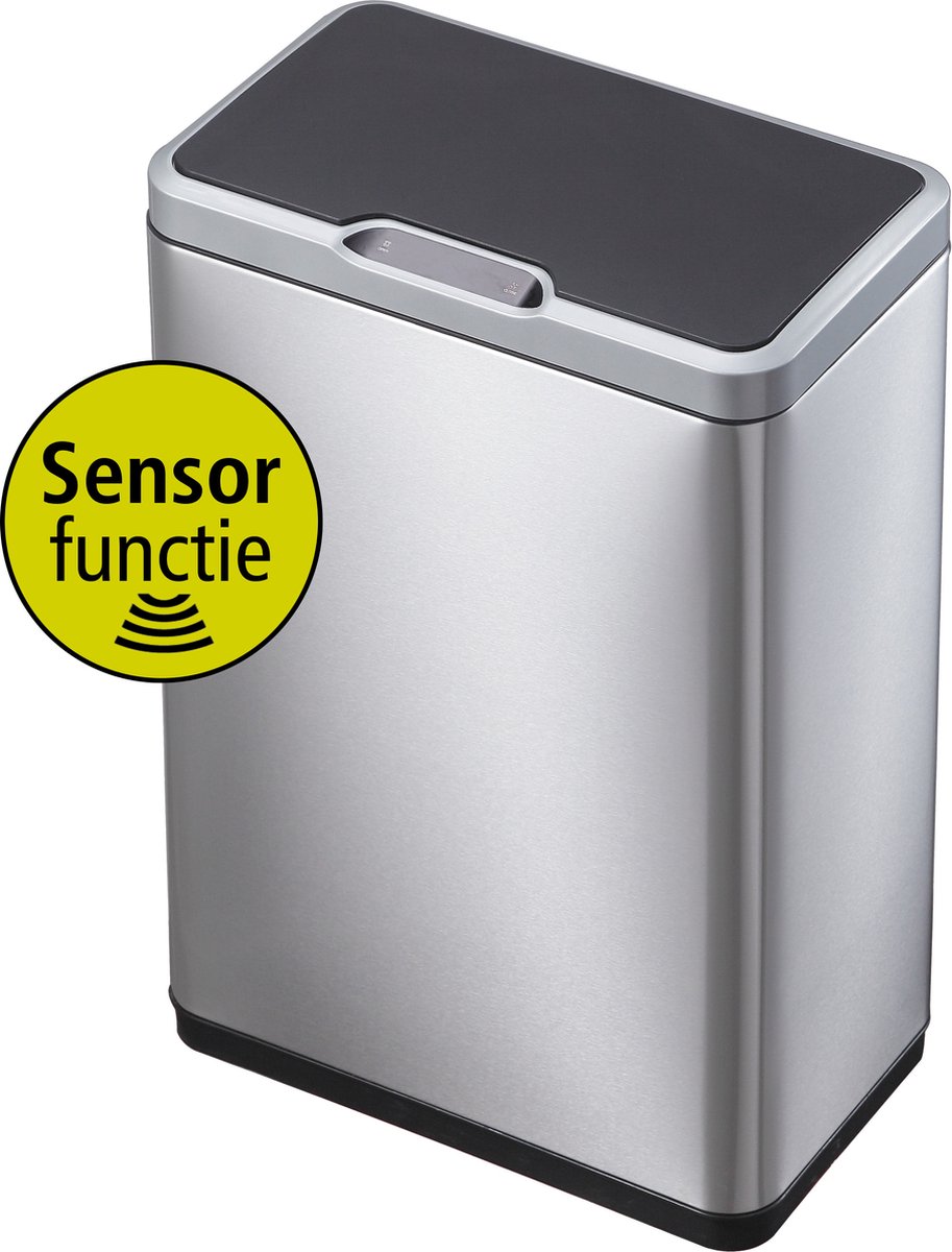 EKO Mirage Duo Sensor Prullenbak 40 Liter (20+20L) - Mat RVS - Afvalscheiding
