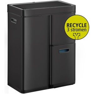 EKO Mirage Plus Sensor Prullenbak voor Afvalscheiding - 60L (30+15+15) - Matzwart - Fingerprintproof