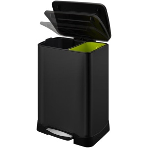 EKO Neo-Cube Pedaalemmer 46 Liter (28+18L) - Zwart - RVS - Fingerprintproof - Soft-close