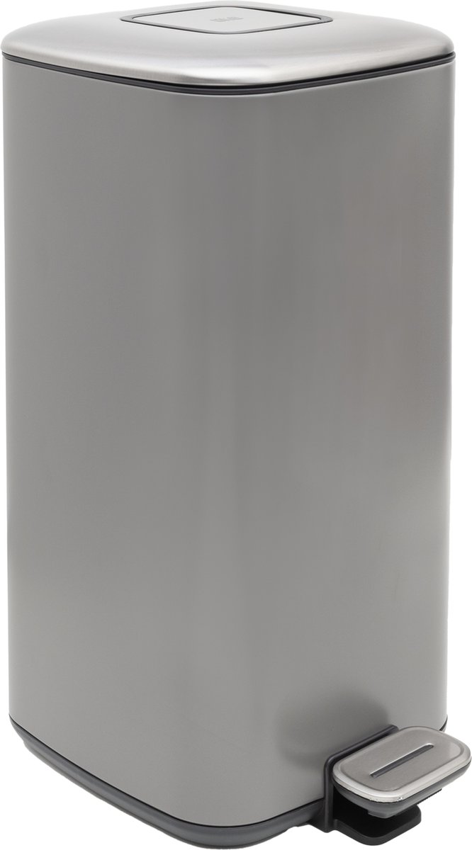 EKO Regent pedaalemmer 20 Liter - Prullenbak met uitneembare afvalemmer - Fingerprint-proof - Soft-close - H53.1xL35.5xB27 cm - Platinum