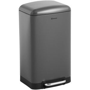 Homra FEXBY Pedaalemmer prullenbak - 30L - Hoogwaardig RVS - Grijs / Antraciet - Met luxe soft close deksel - 30 liter Afvalbak - Keuken Vuilbak - Kantoor Vuilnisbak - Vuilnisemmer - Pedaal prullenbak - Hygiënisch
