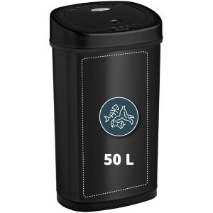 Homra FONIX Prullenbak met Sensor Zwart 50 liter - Automatische Soft Close Deksel - 50L - Zwarte Afvalemmer - Infrarood Sensor - Vuilnisbak met Elektrische Deksel - Sensorbediening - Vingerafdrukvrij - Vuilafstotend - Zwarte Keuken en Kantoor Vuilbak