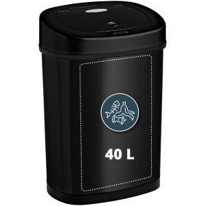 Sensor Prullenbak Zwart 40 liter - Automatische Soft Close Deksel - 40L Design Afvalemmer Homra FONIX - Infrarood Sensor - Vuilnisbak met Elektrische Deksel - Sensorbediening - Vingerafdrukvrij - Vuilafstotend - Zwarte Keuken en Kantoor Vuilbak