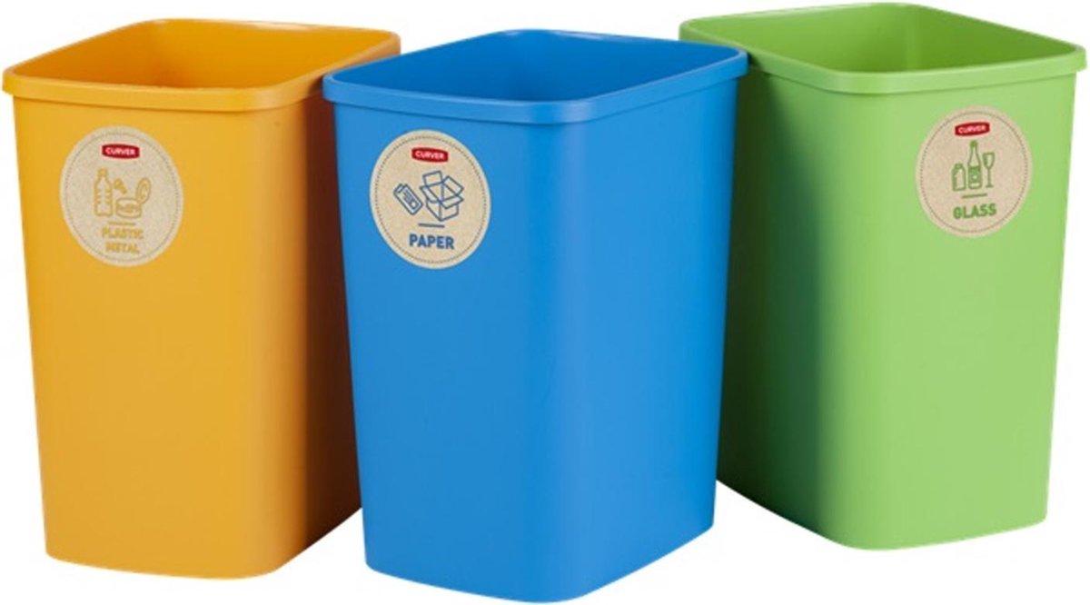 Set van 3x10L Curver ECO-Friendly scheidingsbakken