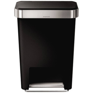 Simplehuman - Afvalemmer Rectangular met Liner Pocket Kunststof 45 liter - Zwart - Simplehuman