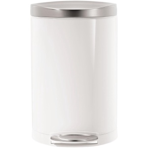 Simplehuman Prullenbak - 10L - RVS - Wit