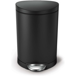 Simplehuman - Prullenbak Half Rond 6 liter - Roestvast Staal - Zwart
