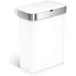 Simplehuman - Prullenbak Liner Pocket Voice Control 58 liter - Roestvast Staal - Wit