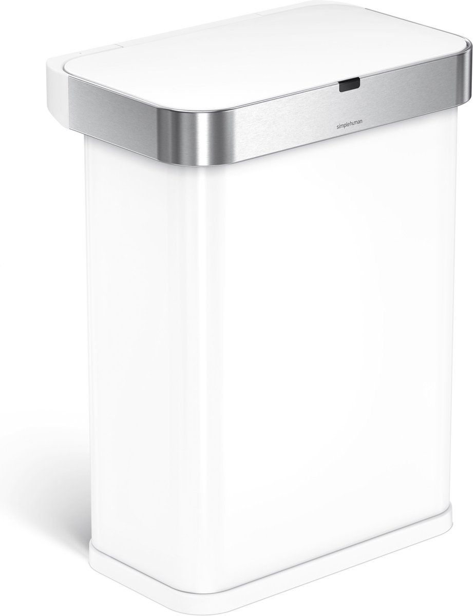 Simplehuman - Prullenbak Liner Pocket Voice Control 58 liter - Roestvast Staal - Wit
