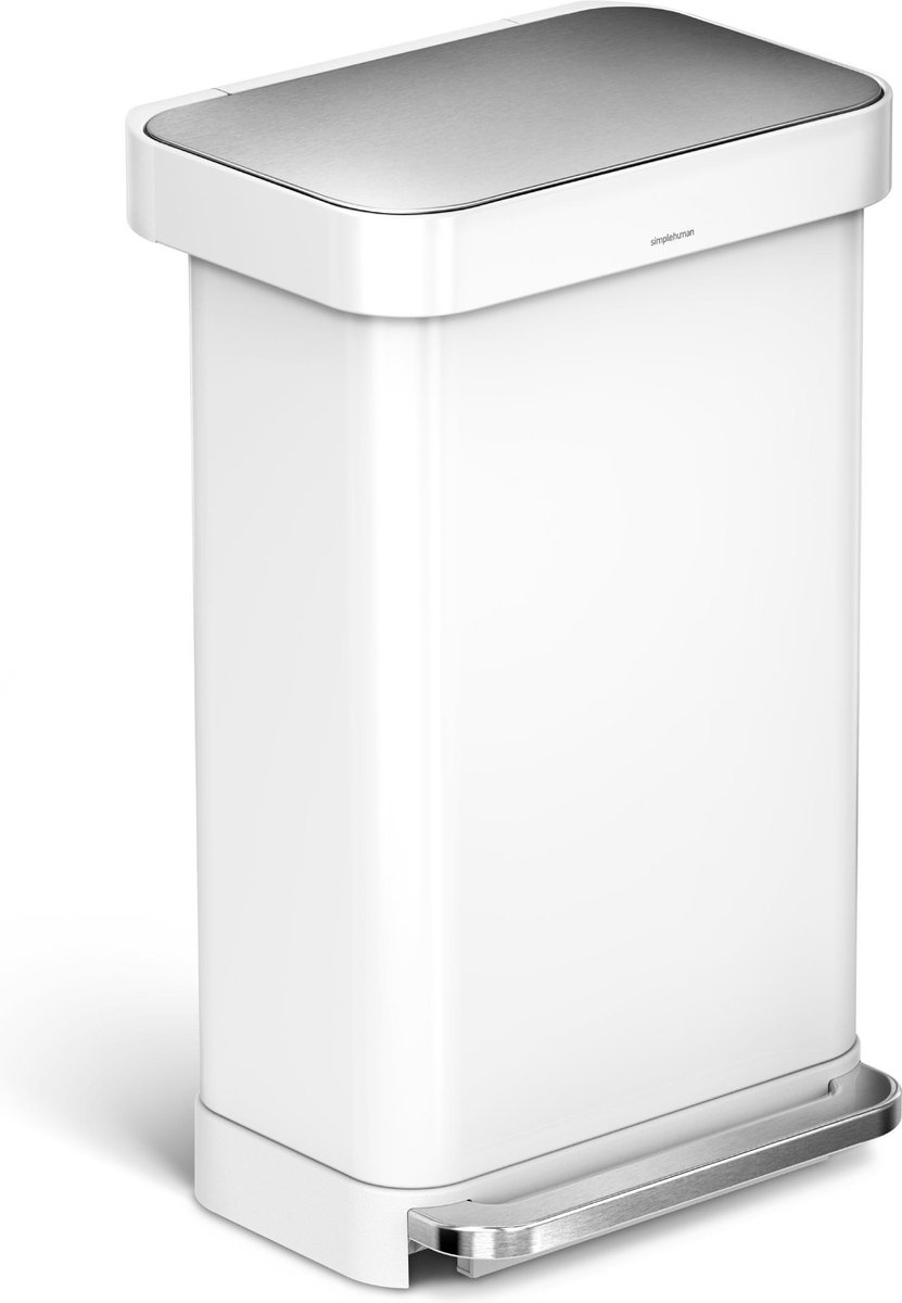 Simplehuman Rectangular Prullenbak - 45 l - Wit - Met Liner Pocket