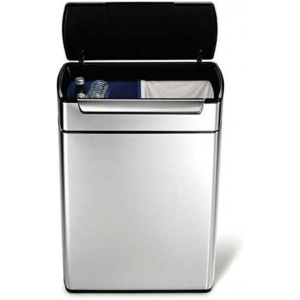 Simplehuman Rectangular Touch Bar GFT prullenbak - 24 + 24 liter - zilverkleurig