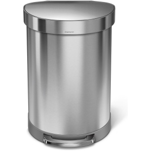 Simplehuman Semi Round Prullenbak - 60 l - Rvs - Zilverkleurig - Incl Liner Pocket