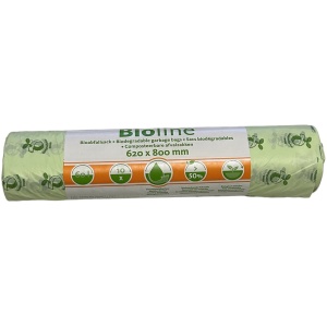 BIO Afvalzakken, Lichtgroen, 62 x 80 cm, 18 micron, 60 liter, Composteerbare afvalzakken - 10 stuks