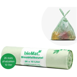 BioMat Voordeelverpakking - Composteerbare vuilniszakken - 10 liter - 10 x 26 stuks - Handvaten