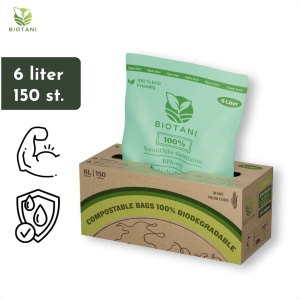 Biotani Biozakken - 6 liter - 150 Stuks - 38 x 38 cm - Incl. Dispenser - 25 Micron - Biologisch Afbreekbare Afvalzakken - GFT Zakken - 100% Composteerbare Vuilniszakken - GFT Afvalzakken - Afbreekbare Afvalzakken - Bio Afvalzakken - GFT Zakjes