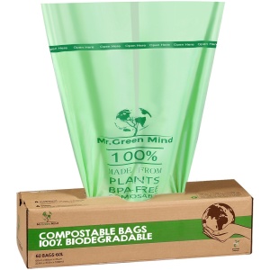 Biozakken 50/60 liter 60 stuks biologisch afbreekbare afvalzakken - 60x80 cm - 100% composteerbare vuilniszakken - Incl. dispenser - gft afvalzakken